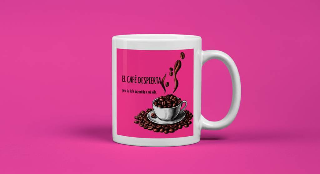 Taza personalizada con mensaje de EL CAFE DESPIERTA PERO TU LE DAS SENTIDO A MI VIDA